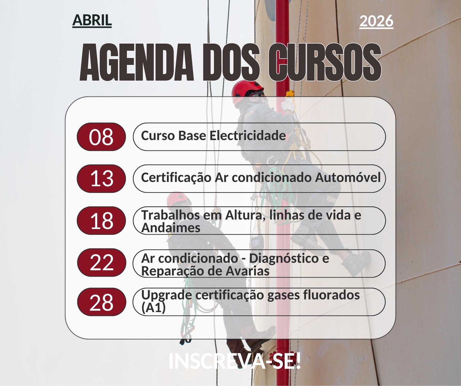 Agenda Cursos em abril